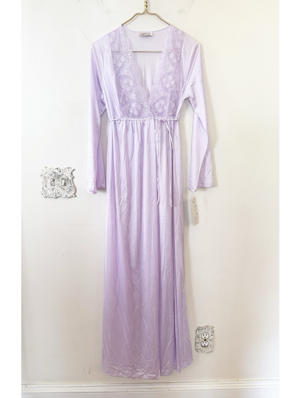 NWT Vintage Gilead Peignoir Set Lavender Lace Nightgown and Robe 2pc S